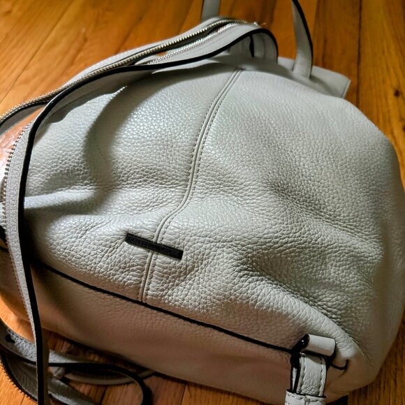 Rebecca Minkoff Bryn Pebbled Leather Backpack Grey Periwinkle Silver Hardware - Picture 5 of 8